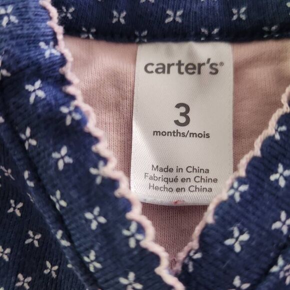 Carter's Girls Blue & White Snap Front Two Piece Outfit with Pink Bows - Size 3 - Picture 6 of 7